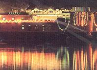 Illuminated town at night, Pushkar