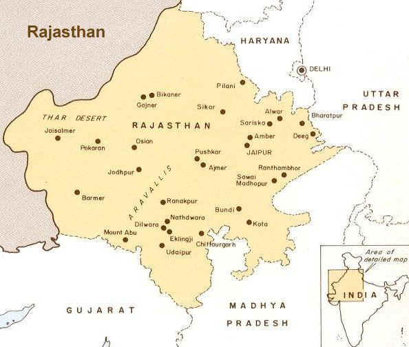 Tourist Map Of Rajasthan. Map of Rajasthan